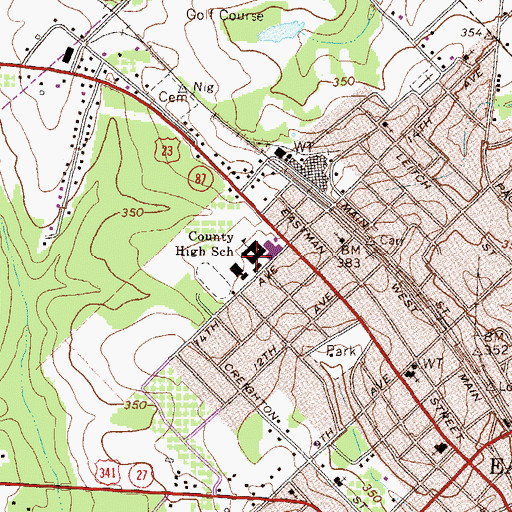 Topographic Map of Dodge County High School, GA