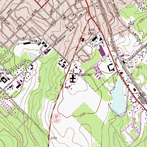 Topographic Map of Dodge County Hospital, GA