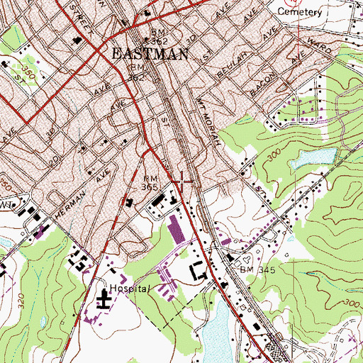 Topographic Map of Dodge Plaza Shopping Center, GA