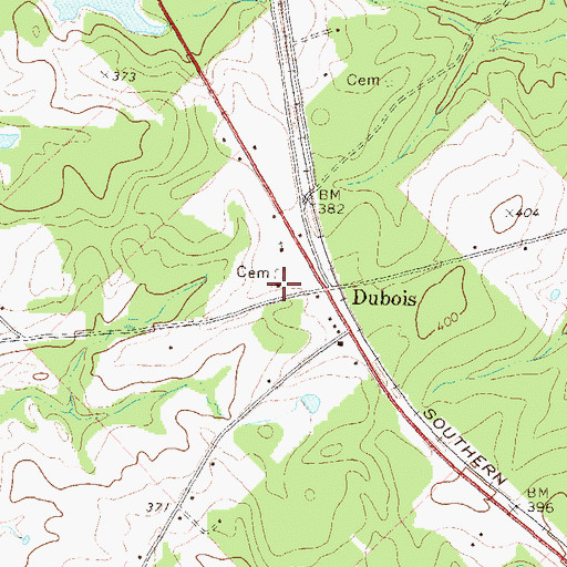 Topographic Map of Dubois Church, GA