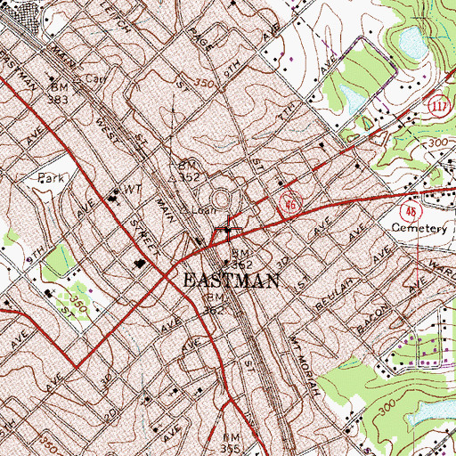 Topographic Map of Eastman Methodist Church, GA