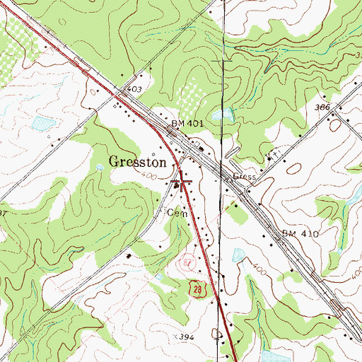 Topographic Map of Gresston Baptist Church, GA