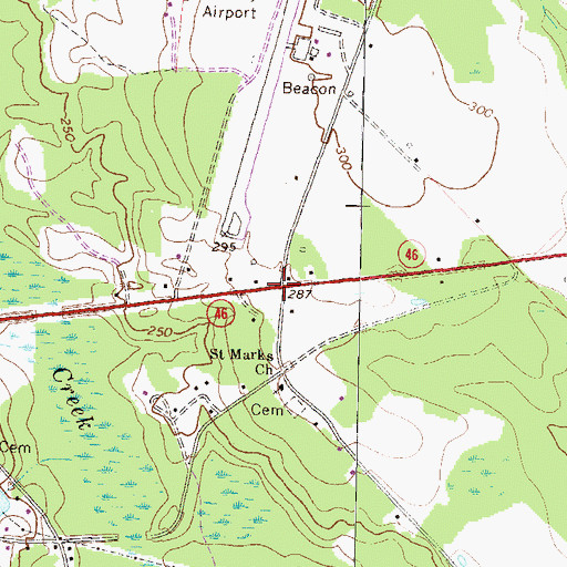 Topographic Map of Lowery, GA
