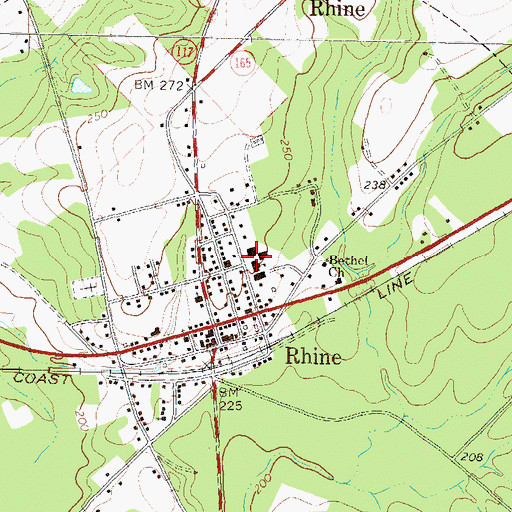 Topographic Map of Rhine Elementary School, GA