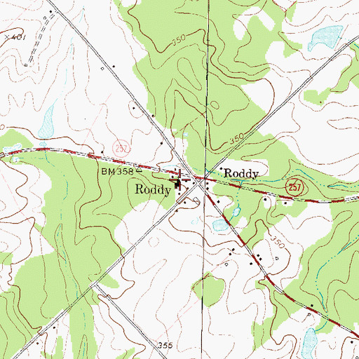 Topographic Map of Roddy Church, GA