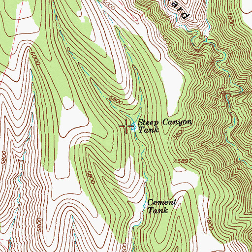 Topographic Map of Steep Canyon Tank, AZ