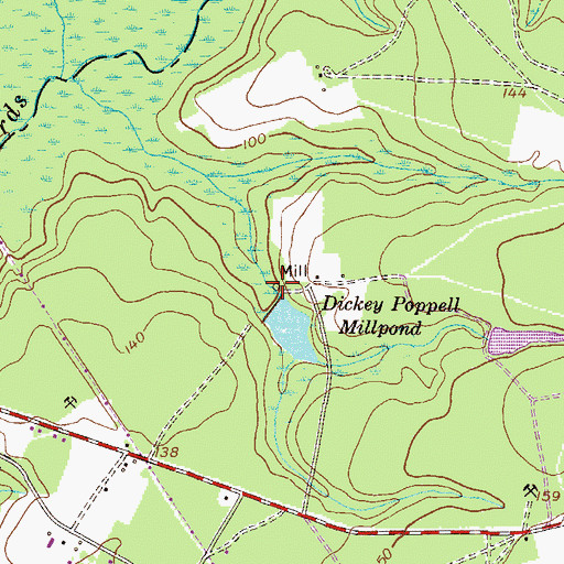 Topographic Map of Hawkins-Scott Mill (historical), GA