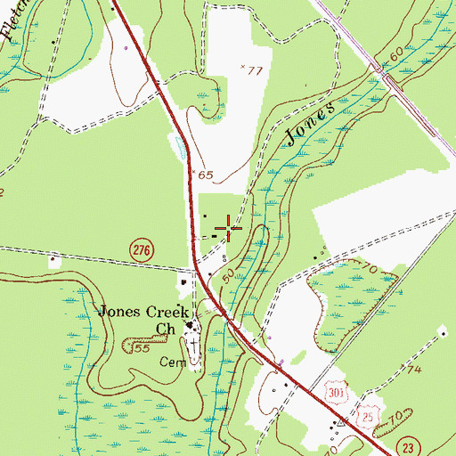 Topographic Map of Jones Creek School (historical), GA