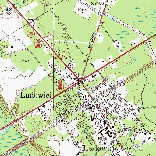 Topographic Map of Long County Courthouse, GA