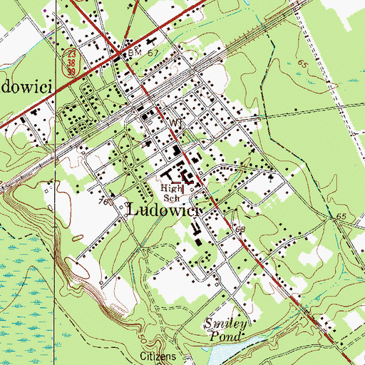 Topographic Map of Long County High School, GA