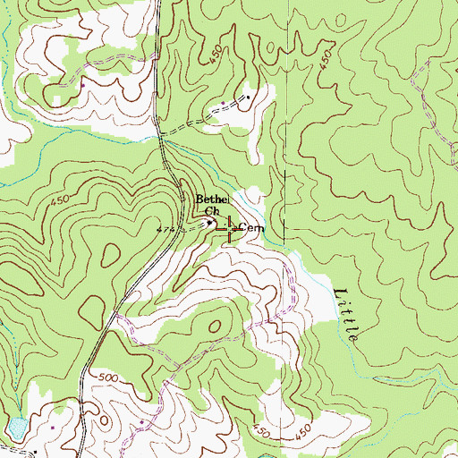 Topographic Map of Bethel Cemetery, GA