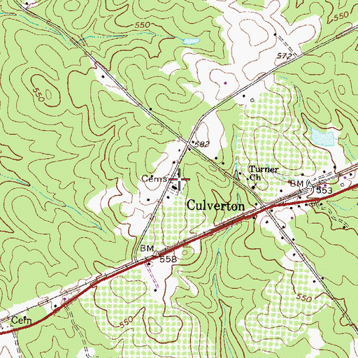 Topographic Map of Culverton Cemetery, GA