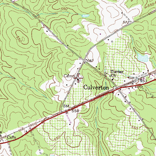 Topographic Map of Culverton Church, GA