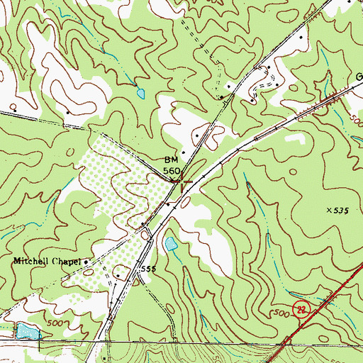 Topographic Map of Glenford (historical), GA