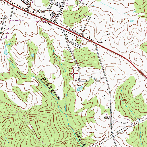 Topographic Map of Guill Cemetery, GA