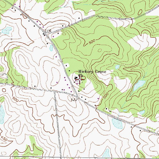 Topographic Map of Hickory Grove Cemetery, GA