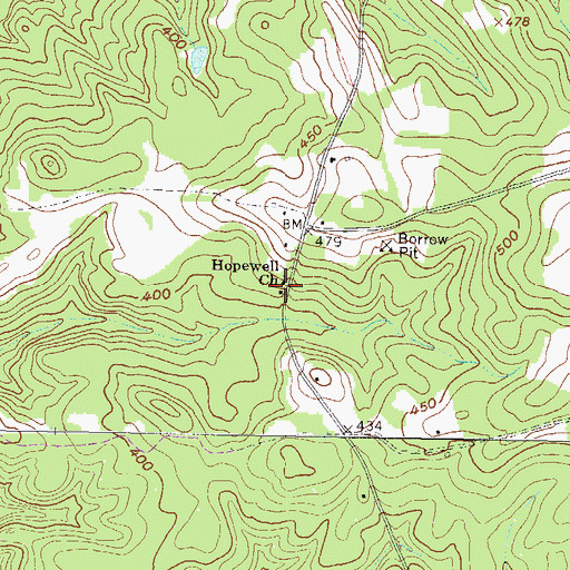 Topographic Map of Hopewell School (historical), GA