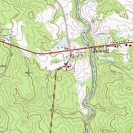 Topographic Map of Jewell Cemetery, GA