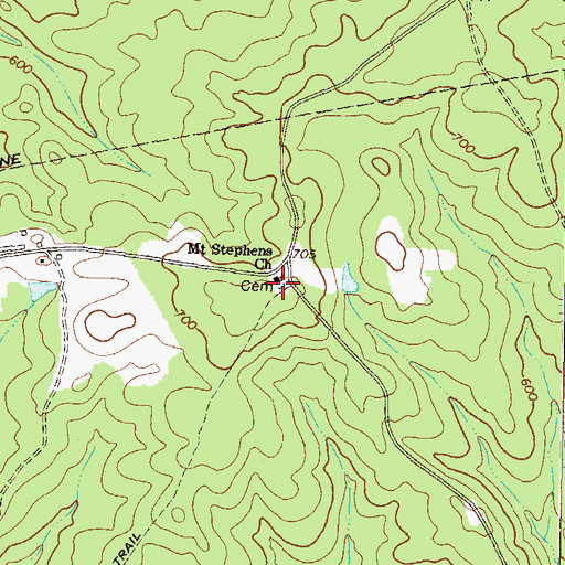 Topographic Map of Mount Stephens Cemetery, GA