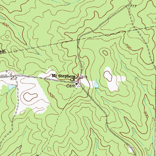 Topographic Map of Mount Stephens School (historical), GA