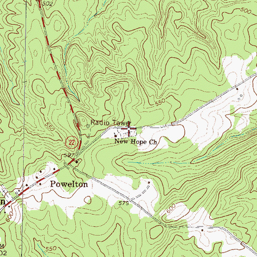 Topographic Map of New Hope Cemetery, GA
