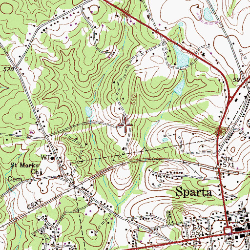 Topographic Map of Northside Church, GA