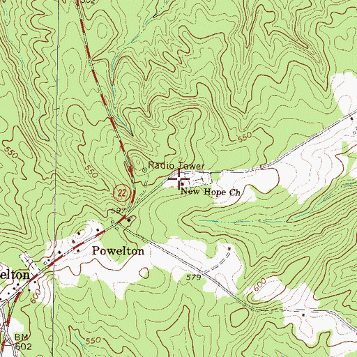 Topographic Map of Powelton School (historical), GA