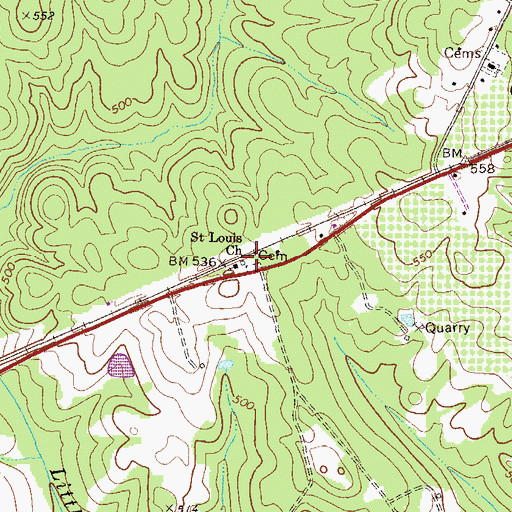 Topographic Map of Saint Lewis Cemetery, GA