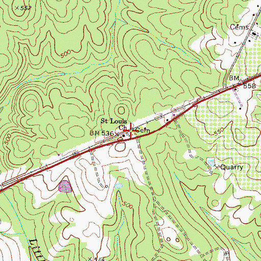 Topographic Map of Saint Louis School (historical), GA