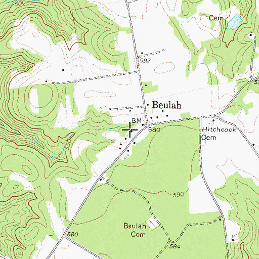 Topographic Map of Second Beulah Church, GA