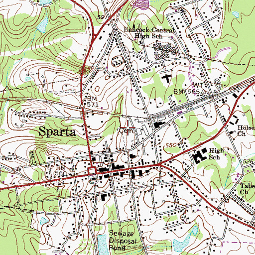 Topographic Map of Sparta Cemetery, GA