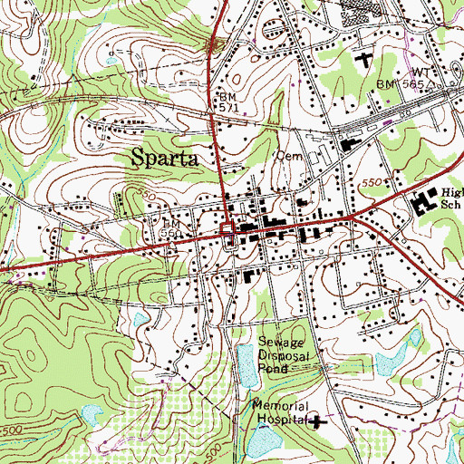 Topographic Map of Sparta Historic District, GA