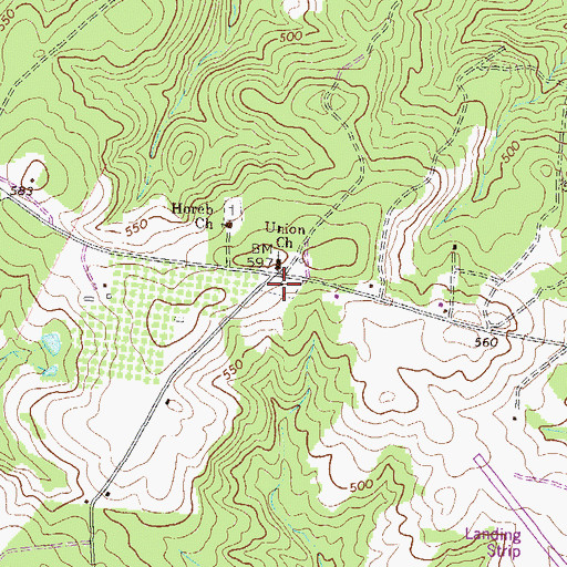 Topographic Map of Union Cemetery, GA