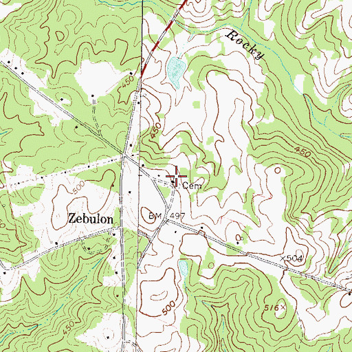 Topographic Map of Zebulon Methodist Church, GA