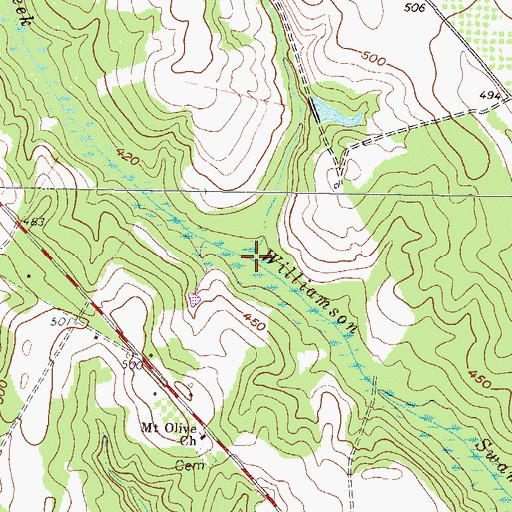 Topographic Map of Alligator Branch, GA