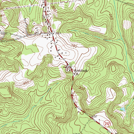 Topographic Map of Antioch Cemetery, GA