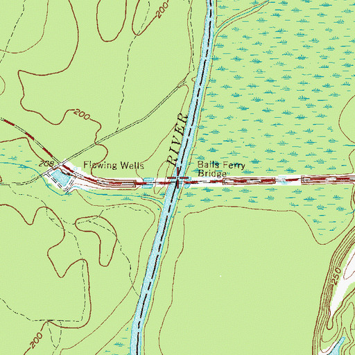 Topographic Map of Balls Ferry (historical), GA