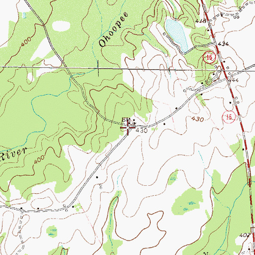 Topographic Map of Bridges Cemetery, GA