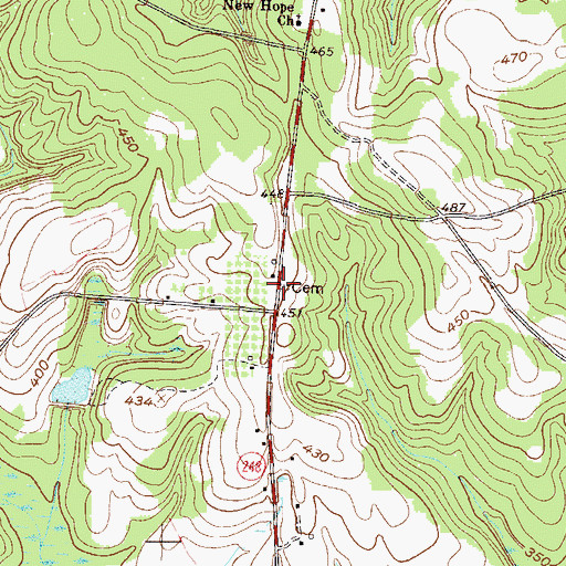 Topographic Map of Burgamy Cemetery, GA