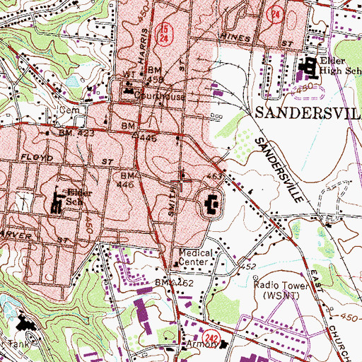 Topographic Map of Church-Smith-Harris Streets Historic District, GA