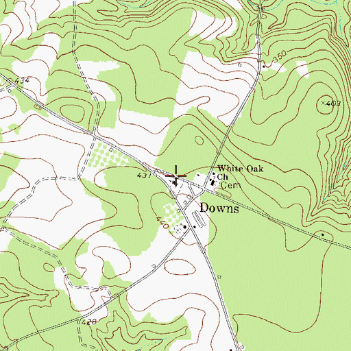 Topographic Map of Downs Baptist Church, GA