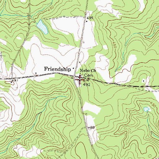 Topographic Map of Friendship Baptist Church, GA