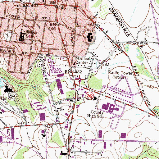 Topographic Map of Kaolin Plaza Shopping Center, GA