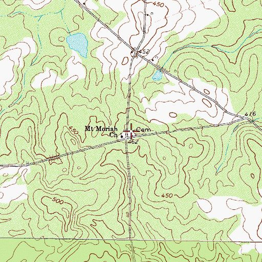 Topographic Map of Mount Moriah Cemetery, GA