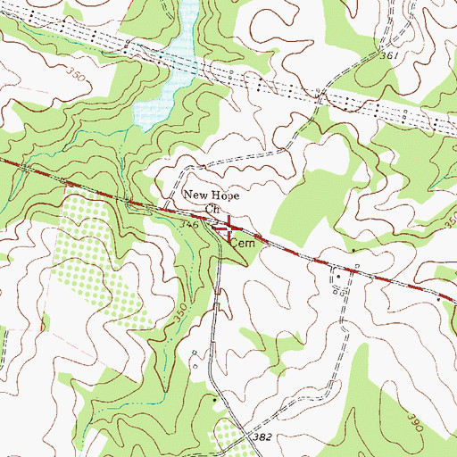 Topographic Map of New Hope Cemetery, GA