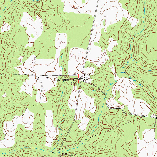 Topographic Map of Old Bethesda Cemetery, GA