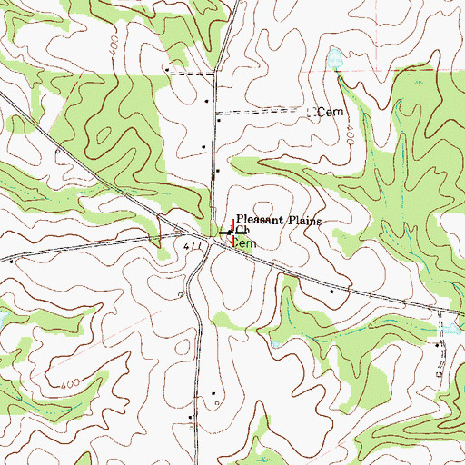 Topographic Map of Pleasant Plains Cemetery, GA