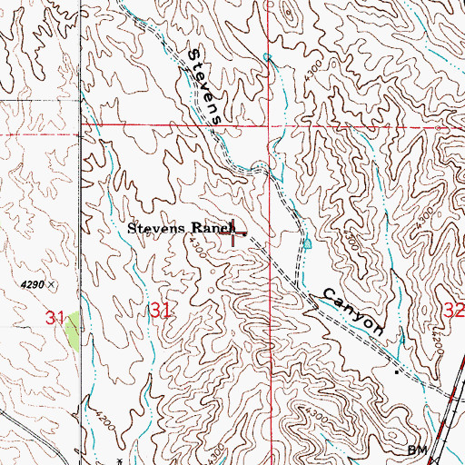 Topographic Map of Stevens Ranch, AZ