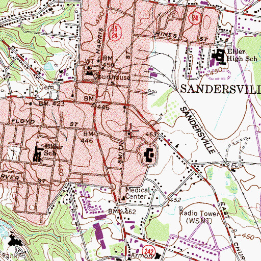 Topographic Map of Saint Williams Roman Catholic Church, GA