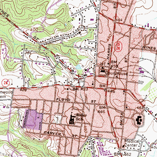 Topographic Map of Sandersville City Cemetery, GA